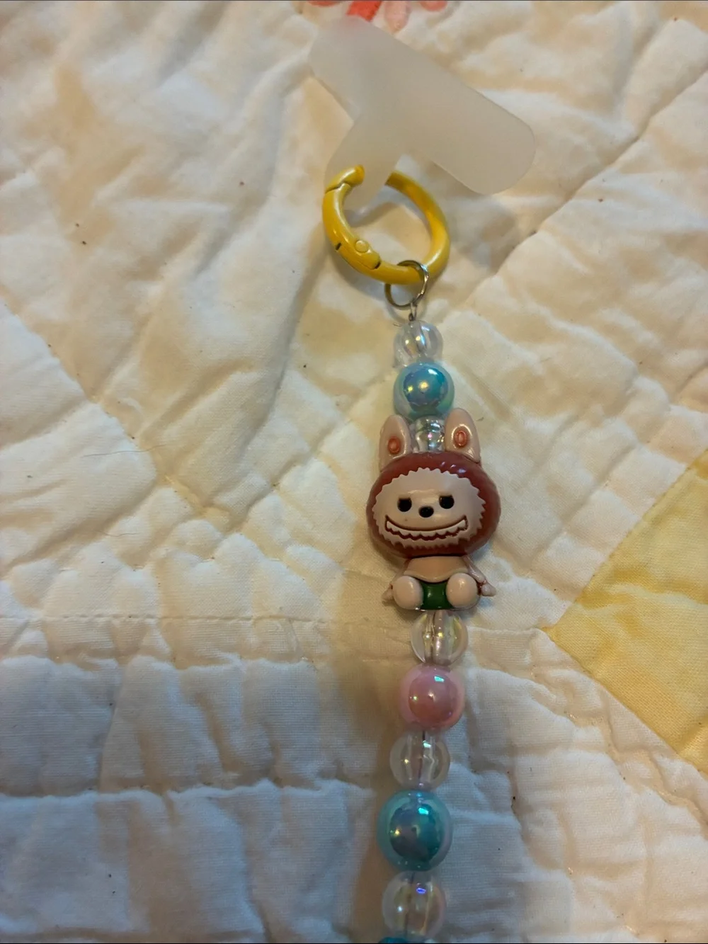 NWT’s- Cute Beaded Pink Bunny Monster Keychain in Pastel Colors